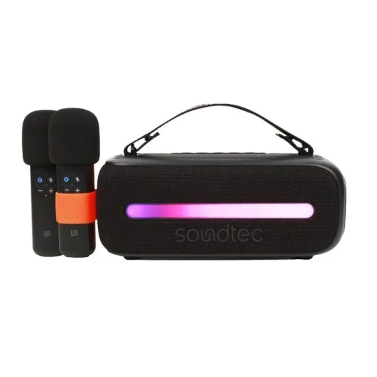 Speaker Soundtec 14W With Dual Wireless Microphone Porodo - Black